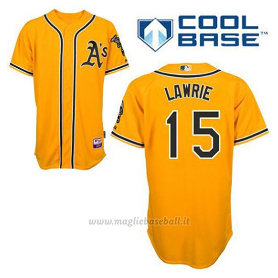 Maglia Baseball Uomo Oakland Athletics Brett Lawrie 15 Or Alterner Cool Base